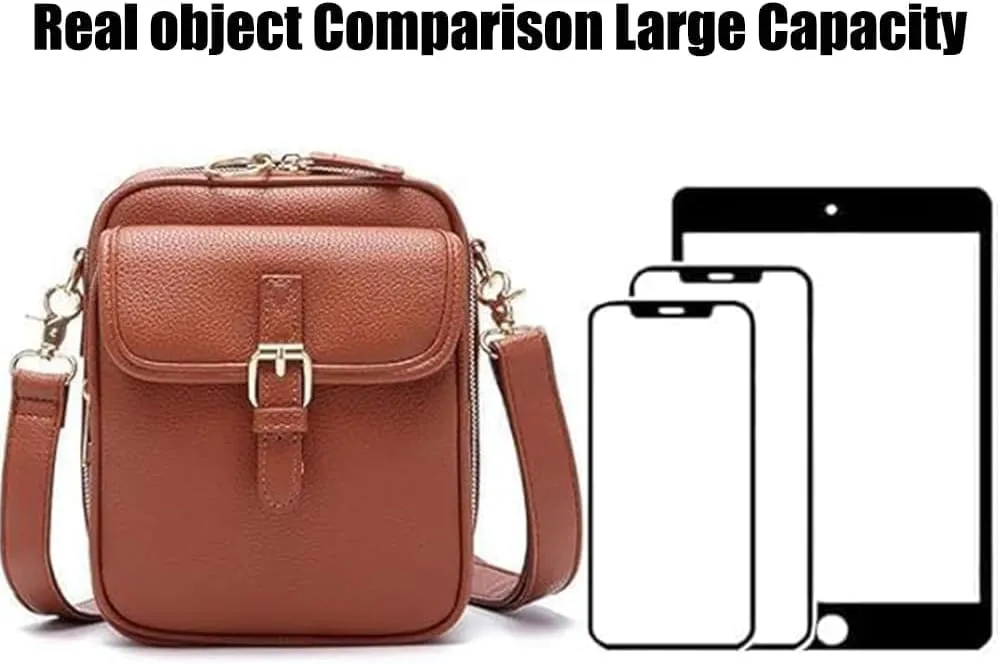 Forcipower Crossbody Bag, Urvashi Crossbody Leather Bag Rfid, Vintage Double Layer Leather Messenger Bag