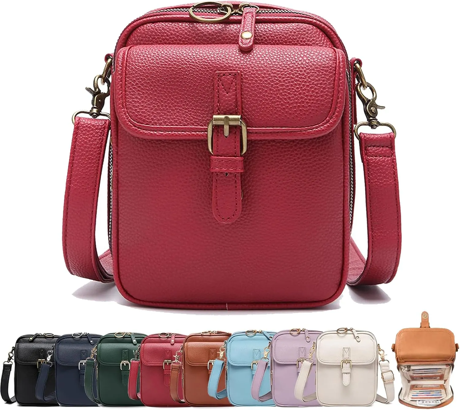 Forcipower Crossbody Bag, Urvashi Crossbody Leather Bag Rfid, Vintage Double Layer Leather Messenger Bag