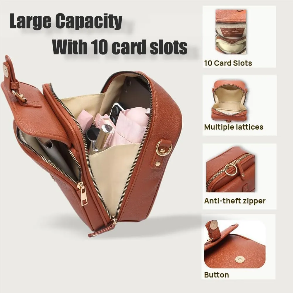 Forcipower Crossbody Bag, Urvashi Crossbody Leather Bag Rfid, Vintage Double Layer Leather Messenger Bag