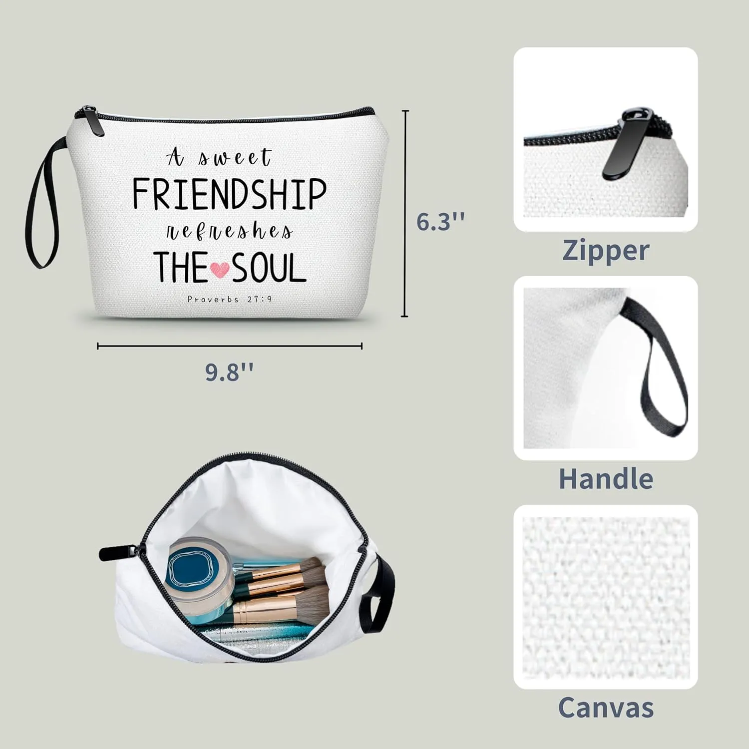 Friendship Gifts for Women,Birthday Gift for Girls,Inspirational Gifts for Women Religious,Cosmetic Bag for Purse,Christian Gifts,Bestie Gifts,Friend Gifts