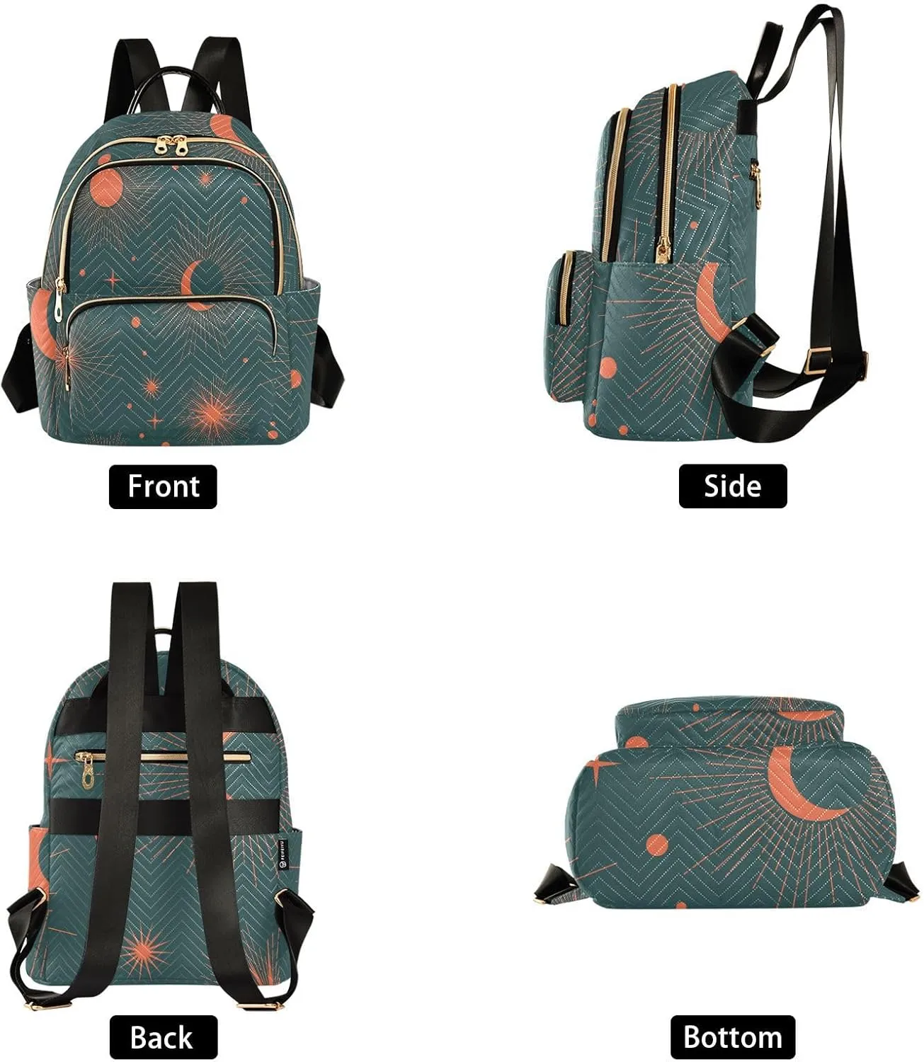 Full Moon with Stars Print Travel Backpack for Women Quilted Bookbag Cute Casual Bag Backpack Lightweight Fashionable Women's Backpack(Small Pattren 2)