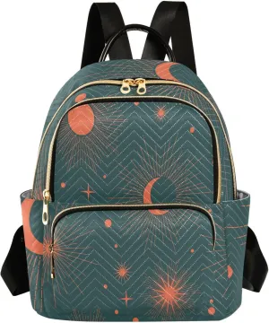 Full Moon with Stars Print Travel Backpack for Women Quilted Bookbag Cute Casual Bag Backpack Lightweight Fashionable Women's Backpack(Small Pattren 2)