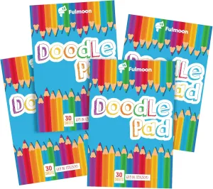 Fulmoon 50 Pcs Doodle Drawing Paper Pad for Kids 30 Sheets Drawing Paper Coloring Sketch Book Art Supplies for Kids Teens Adults Crayons Pencils School Office Christmas Art Supplies, 6 x 9 Inch