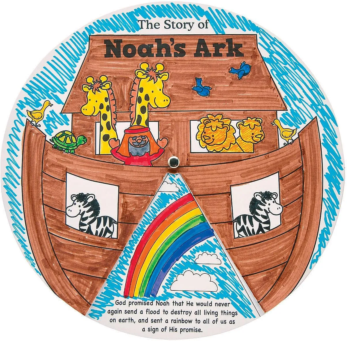 Fun Express Color Your Own Noah's Ark Story Wheels - Craft Pieces for Kids, Fun Home Activities, and Creative Storytelling - 12 Pieces