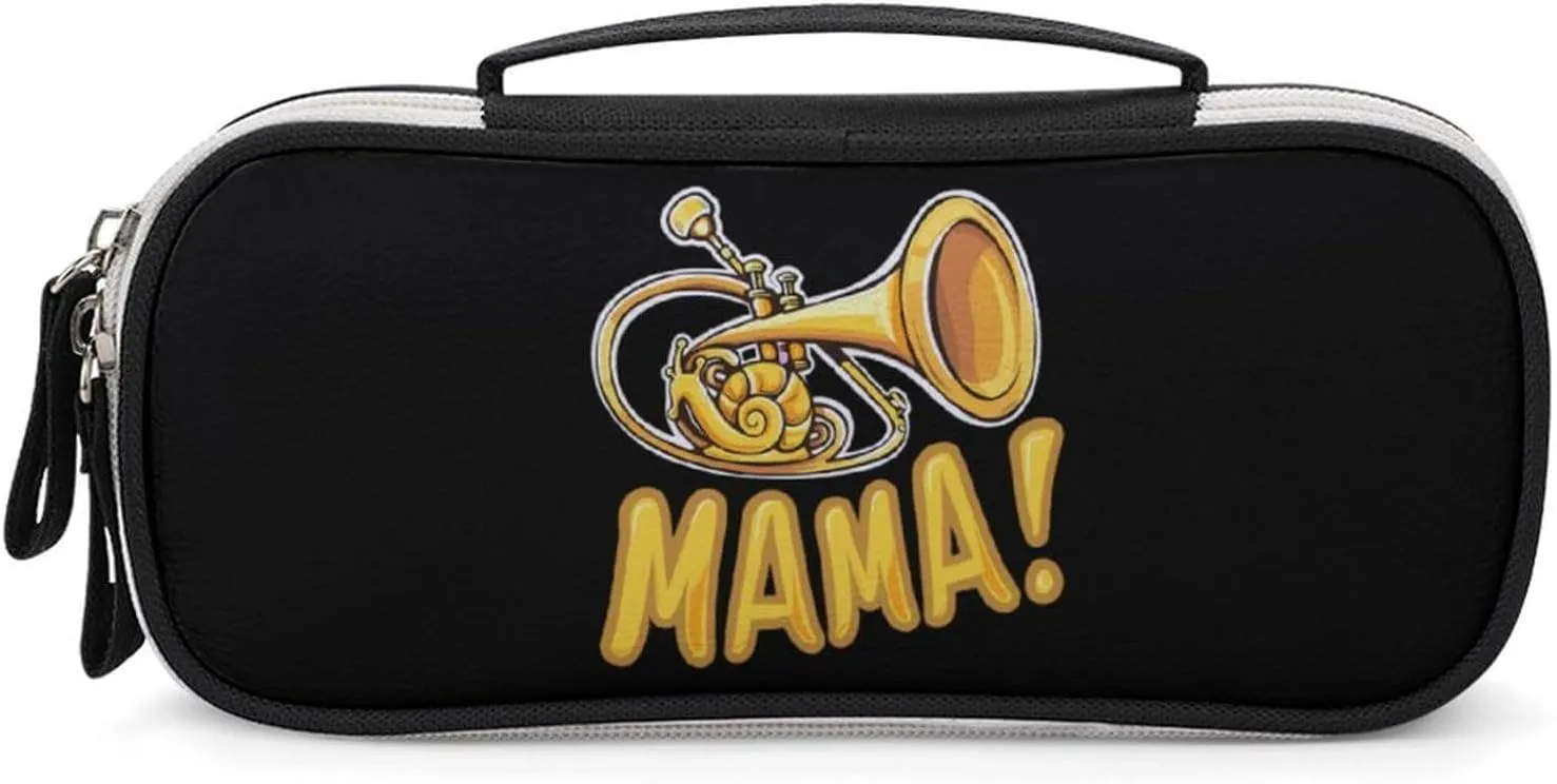 Funny Snail French Horn Musician Gift Pencil Bag Travel Cosmetic Makeup Pouch Portable Stationery Organizer for Women