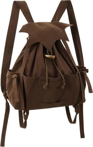FURPHI Medieval Drawstring Backpack Vintage Renaissance Canvas Bag Ren Faire LARP Cosplay Accessories (Brown)