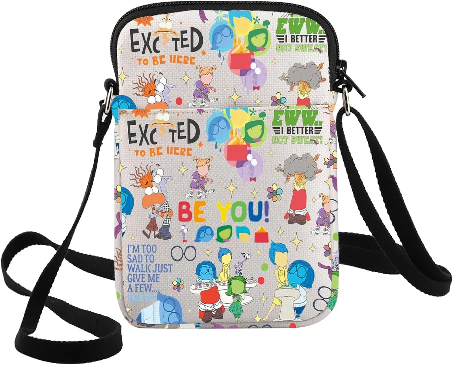 G2TUP Cartoon Emotion Joy Sadness Fear Crossbody Bag Anger & Disgust Fans Gift I'm Too Sad To Walk Emotion Shoulder Bag