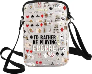 G2TUP Funny Euchre Crossbody Bag Euchre Game Lover Gift I'd Rather be Playing Euchre Shoulder Bag Euchre Game Merch