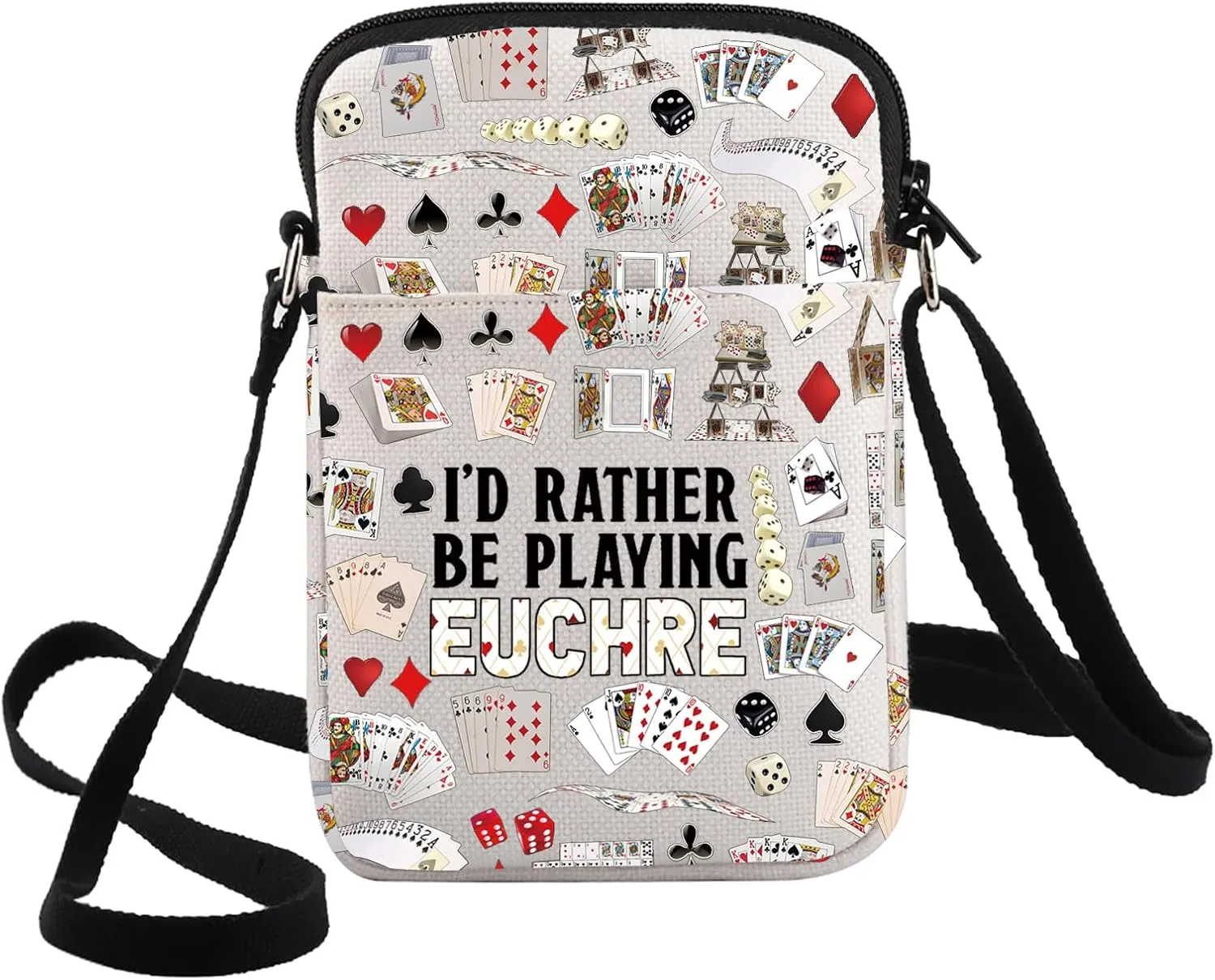 G2TUP Funny Euchre Crossbody Bag Euchre Game Lover Gift I'd Rather be Playing Euchre Shoulder Bag Euchre Game Merch