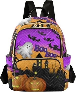 GAIGEO Halloween Scary Night Womens Casual Daypack, Lightweight Day Trip Backpack, Women Backpack for Travel, M