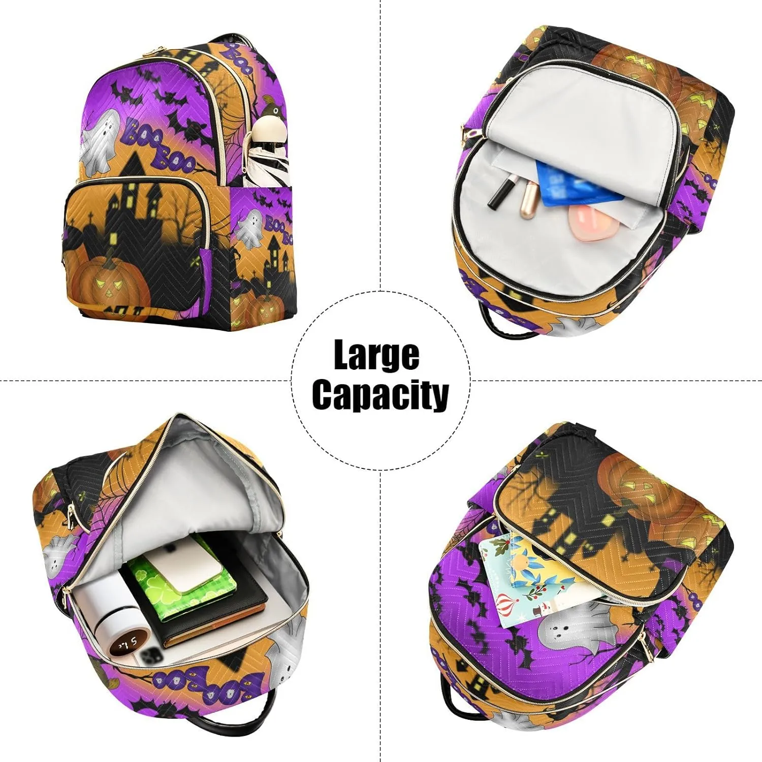GAIGEO Halloween Scary Night Womens Casual Daypack, Lightweight Day Trip Backpack, Women Backpack for Travel, M