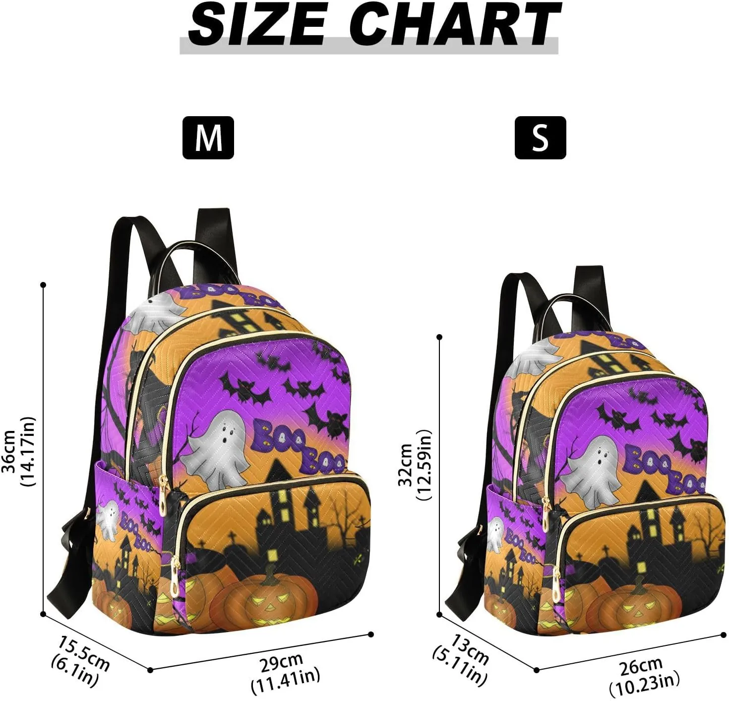 GAIGEO Halloween Scary Night Womens Casual Daypack, Lightweight Day Trip Backpack, Women Backpack for Travel, M