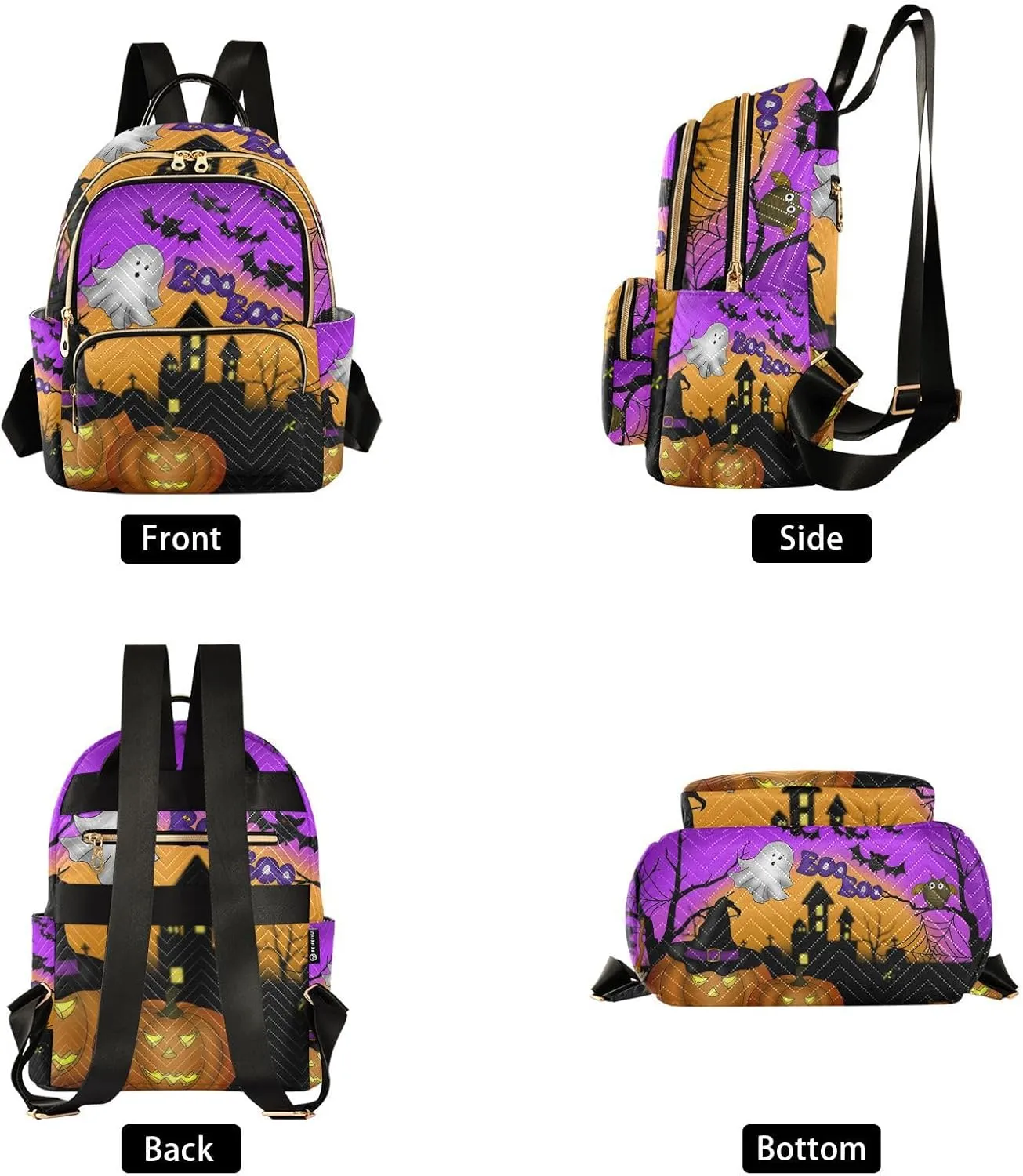 GAIGEO Halloween Scary Night Womens Casual Daypack, Lightweight Day Trip Backpack, Women Backpack for Travel, M