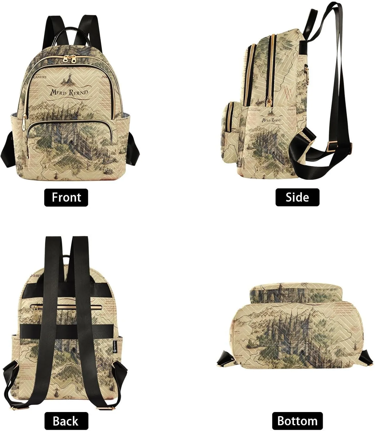 GAIGEO Old Map of the Tower and Palace Women Fashion Backpack, Women's Backpack Purse, Womens Travel Backpack for Airplane, S