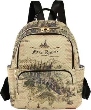 GAIGEO Old Map of the Tower and Palace Women Fashion Backpack, Women's Backpack Purse, Womens Travel Backpack for Airplane, S
