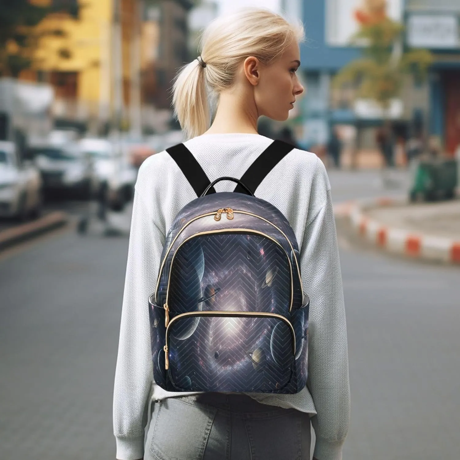 Galaxy Nebula Space Dark Backpack Purse for Women Travel Bag with Anti-theft Back for College Hiking S