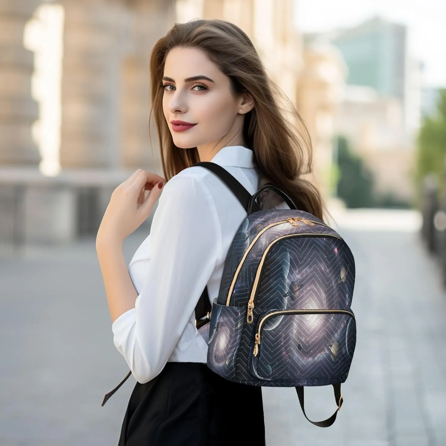 Galaxy Nebula Space Dark Backpack Purse for Women Travel Bag with Anti-theft Back for College Hiking S