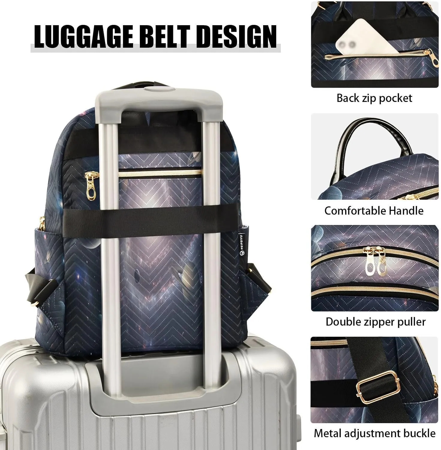 Galaxy Nebula Space Dark Backpack Purse for Women Travel Bag with Anti-theft Back for College Hiking S