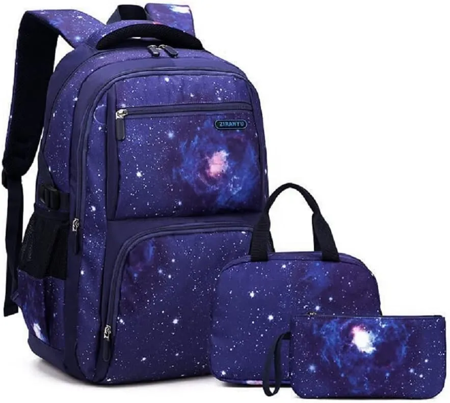 Galaxy-Print School-Bag Backpack for Boys Middle-School Elementary Bookbag