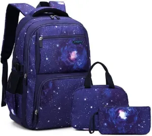 Galaxy-Print School-Bag Backpack for Boys Middle-School Elementary Bookbag