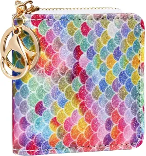 GEEAD Small Glitter Wallet for Women Girls Mini Coin Purse Pouches with Key Ring