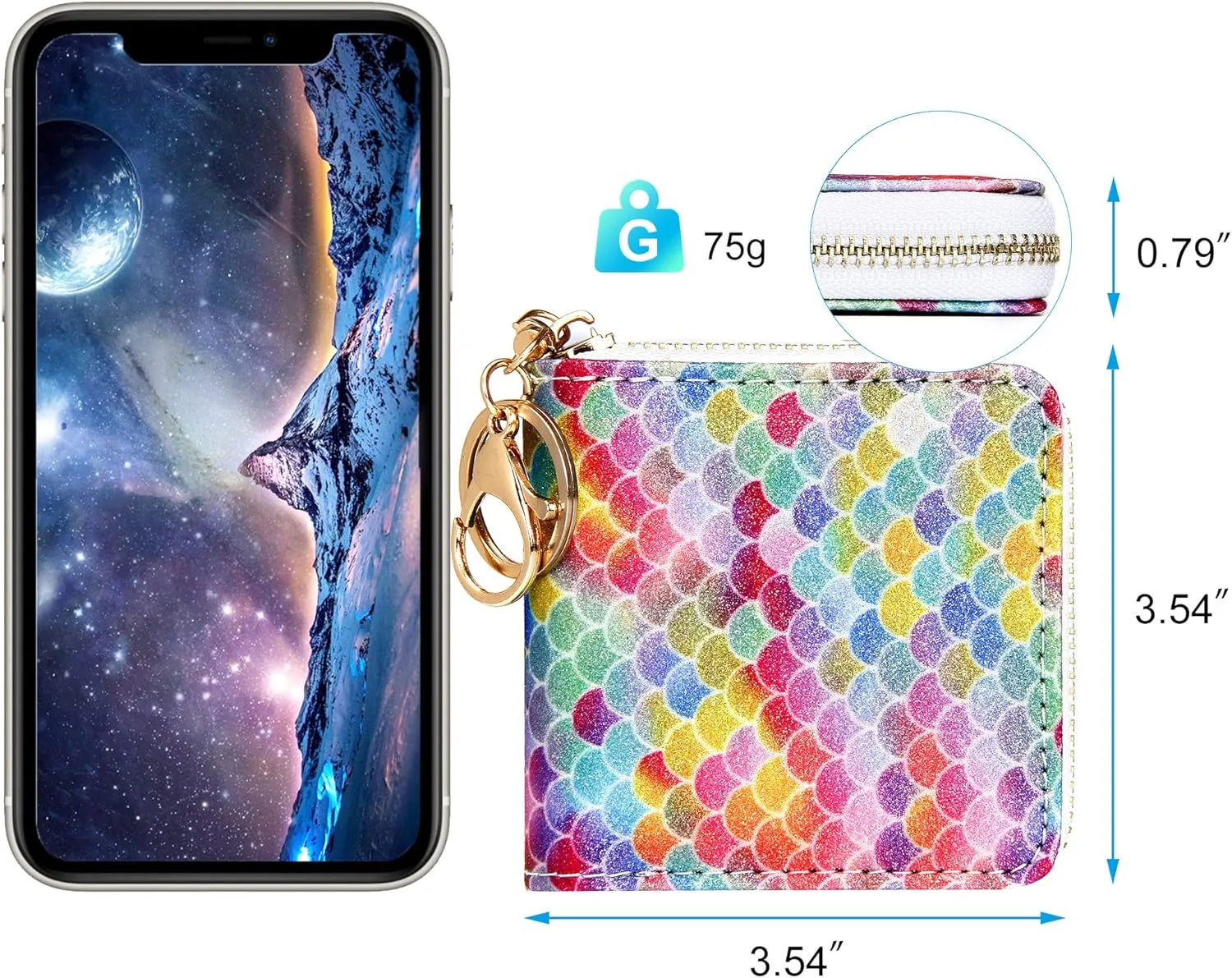 GEEAD Small Glitter Wallet for Women Girls Mini Coin Purse Pouches with Key Ring