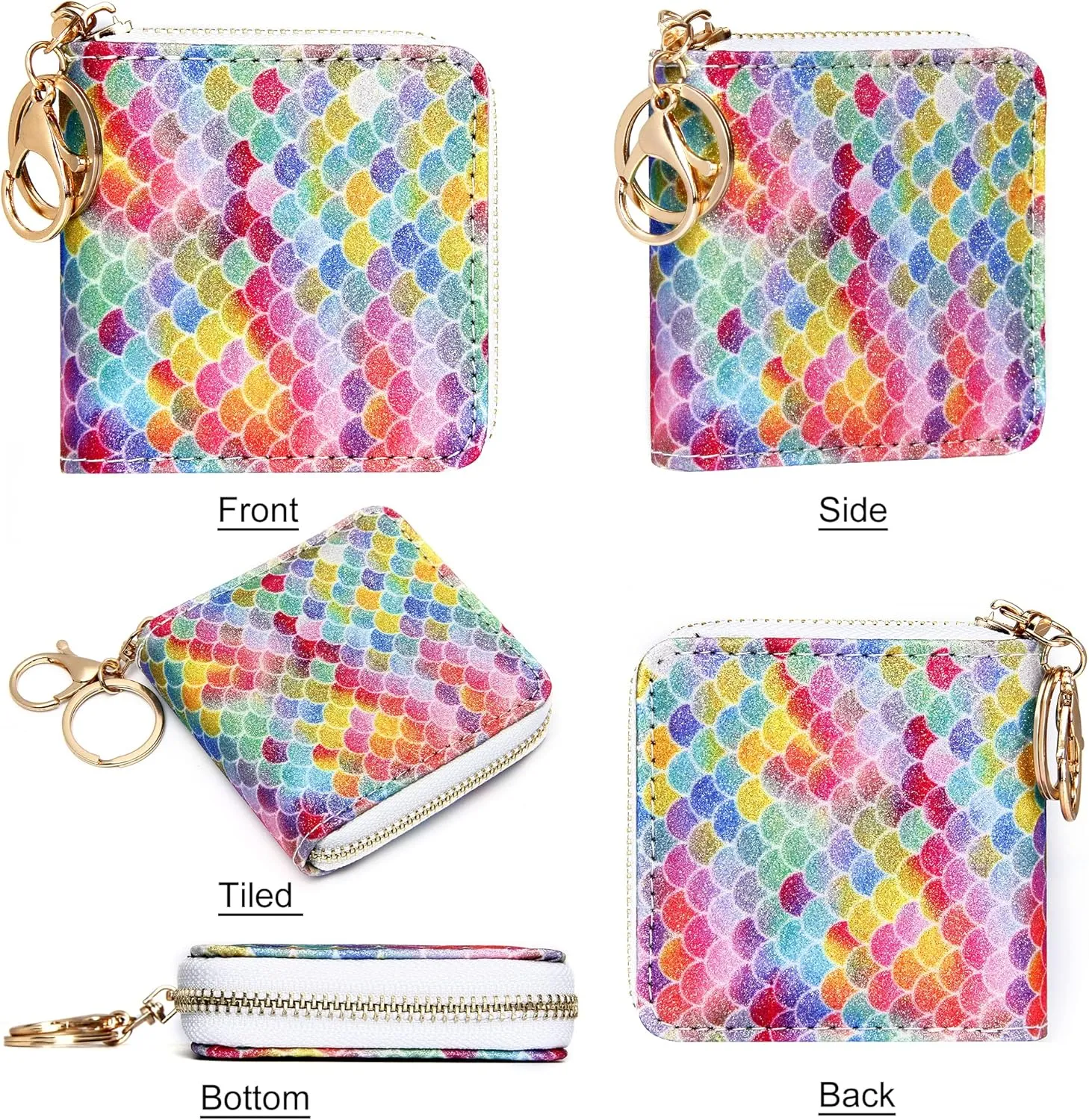 GEEAD Small Glitter Wallet for Women Girls Mini Coin Purse Pouches with Key Ring