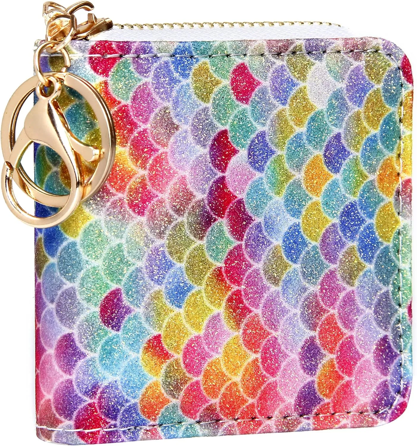 GEEAD Small Glitter Wallet for Women Girls Mini Coin Purse Pouches with Key Ring