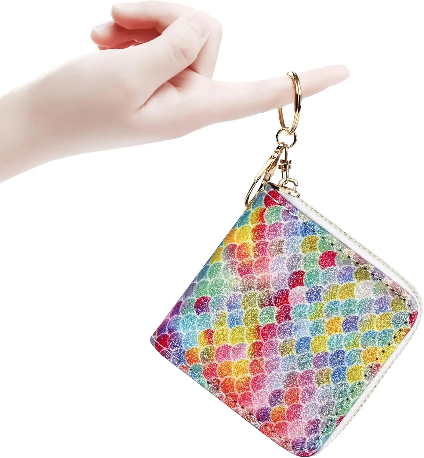 GEEAD Small Glitter Wallet for Women Girls Mini Coin Purse Pouches with Key Ring