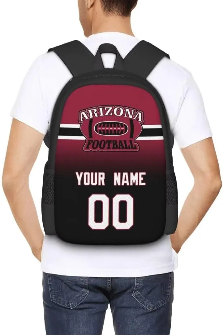 Generic Personalized Arizona Large Capacity Shoulder Bag Custom, Custom Personalized Name and Number Football Sports Backpack Travel Bag Computer Bag Fan Presents