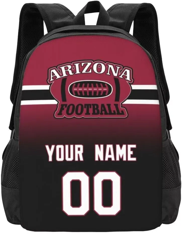 Generic Personalized Arizona Large Capacity Shoulder Bag Custom, Custom Personalized Name and Number Football Sports Backpack Travel Bag Computer Bag Fan Presents