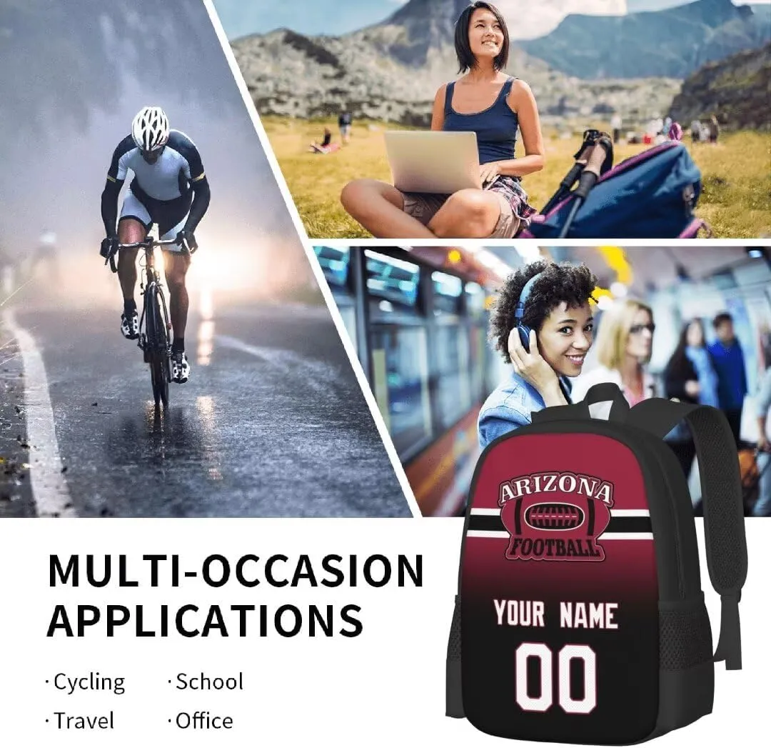 Generic Personalized Arizona Large Capacity Shoulder Bag Custom, Custom Personalized Name and Number Football Sports Backpack Travel Bag Computer Bag Fan Presents