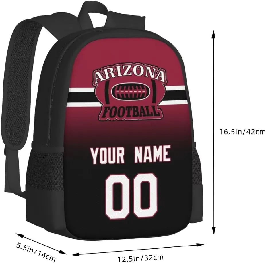 Generic Personalized Arizona Large Capacity Shoulder Bag Custom, Custom Personalized Name and Number Football Sports Backpack Travel Bag Computer Bag Fan Presents