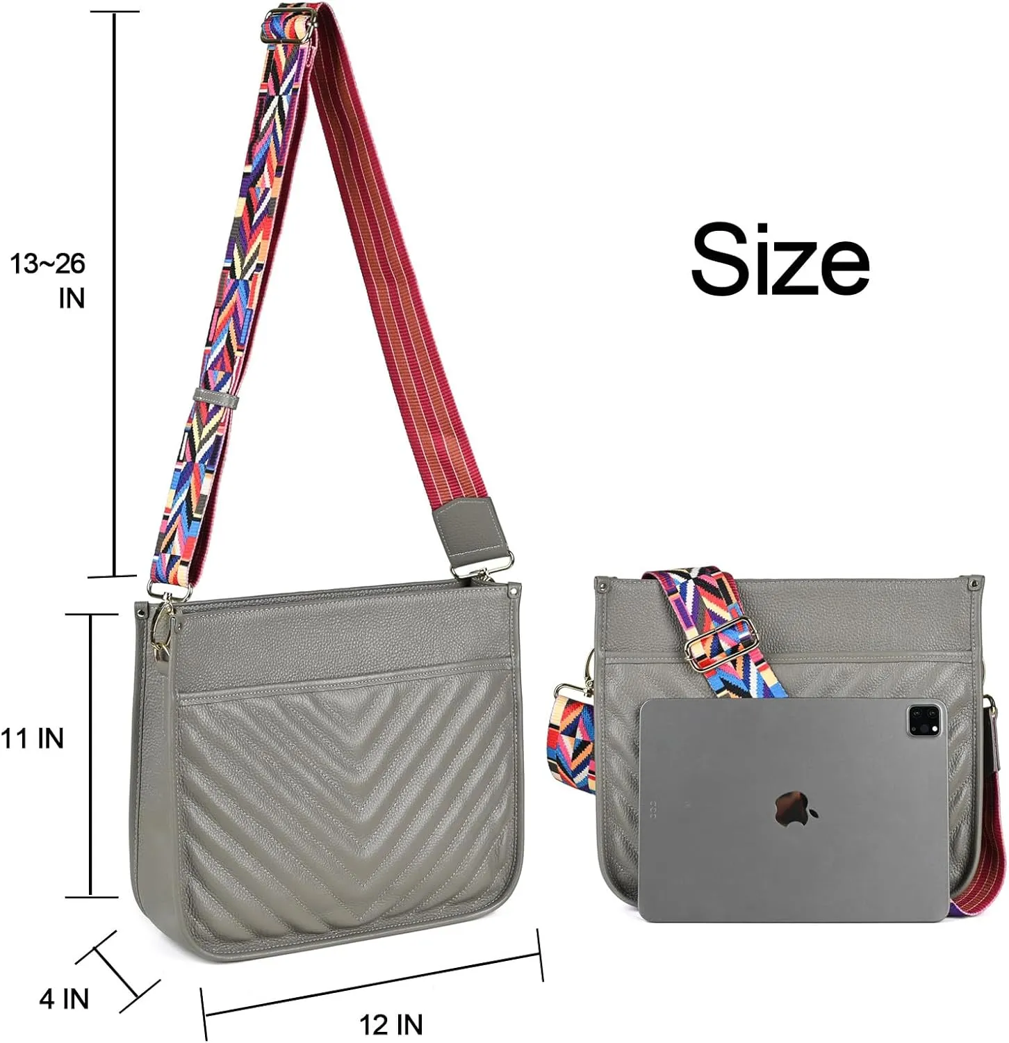 Genuine Leather Crossbody Bags for Women Trendy Hobo Handbags Soft Quilted Shoulder Bag Purses with Adjustable Strap
