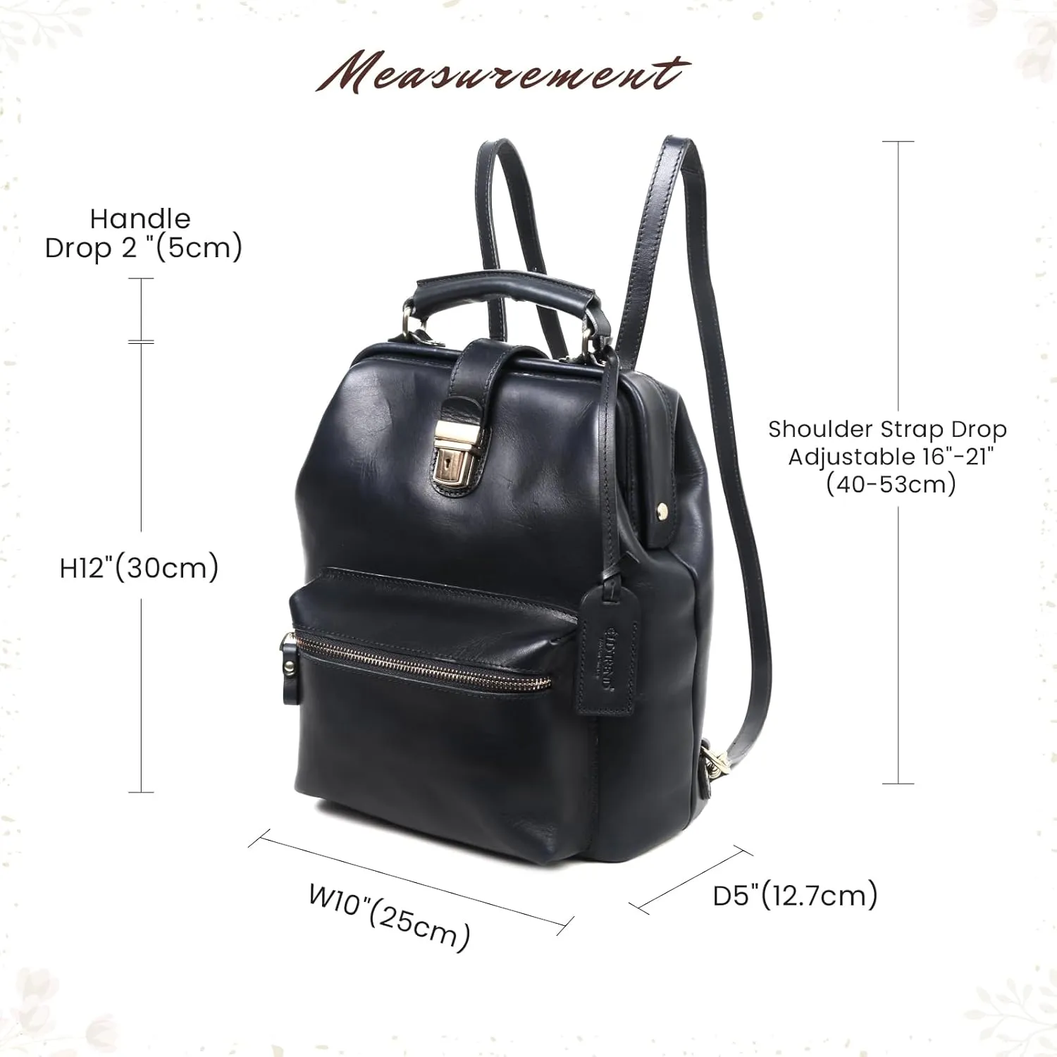 Genuine Leather Doctor Backpack (Black)