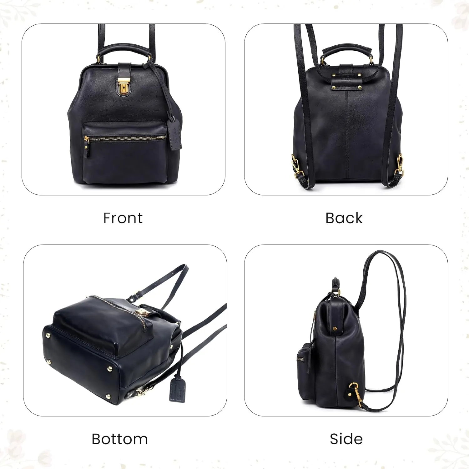 Genuine Leather Doctor Backpack (Black)