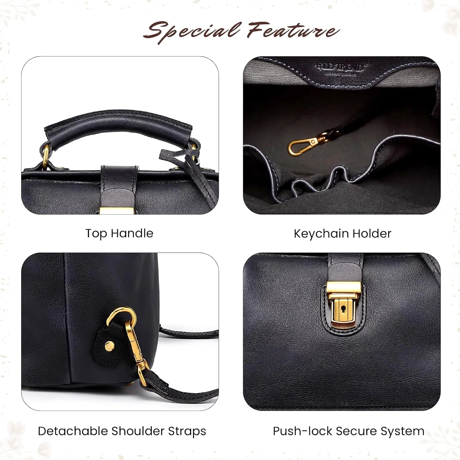 Genuine Leather Doctor Backpack (Black)