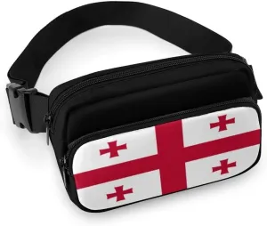 Georgian Flag Unisex Mini Belt Bag with Adjustable Strap Small Fanny Pack Crossbody Chest Bag