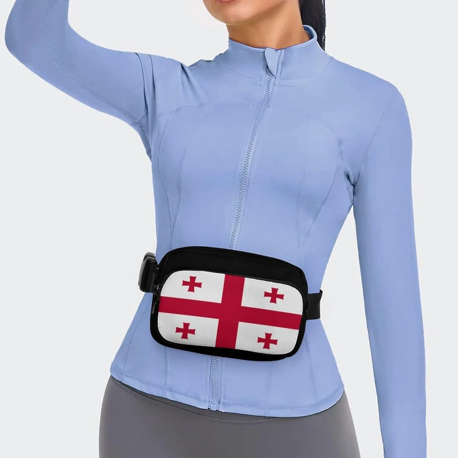 Georgian Flag Unisex Mini Belt Bag with Adjustable Strap Small Fanny Pack Crossbody Chest Bag