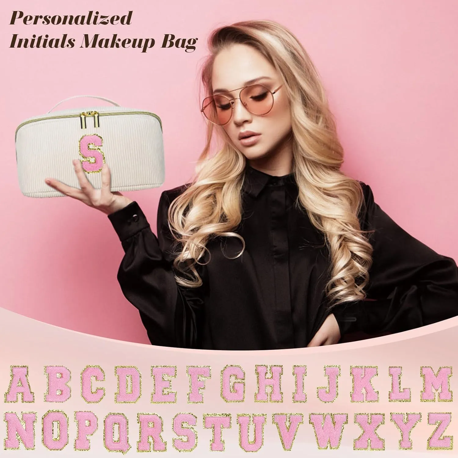 Gifts for Girls, Initial Travel Makeup Bag Women's Day Gift Make up Bag Cosmetic Bags Monther's Day Gifts, Personalized Stuff Bag Cute Makeup Bag Birthday Gifts for Women/Friend/Mother - O