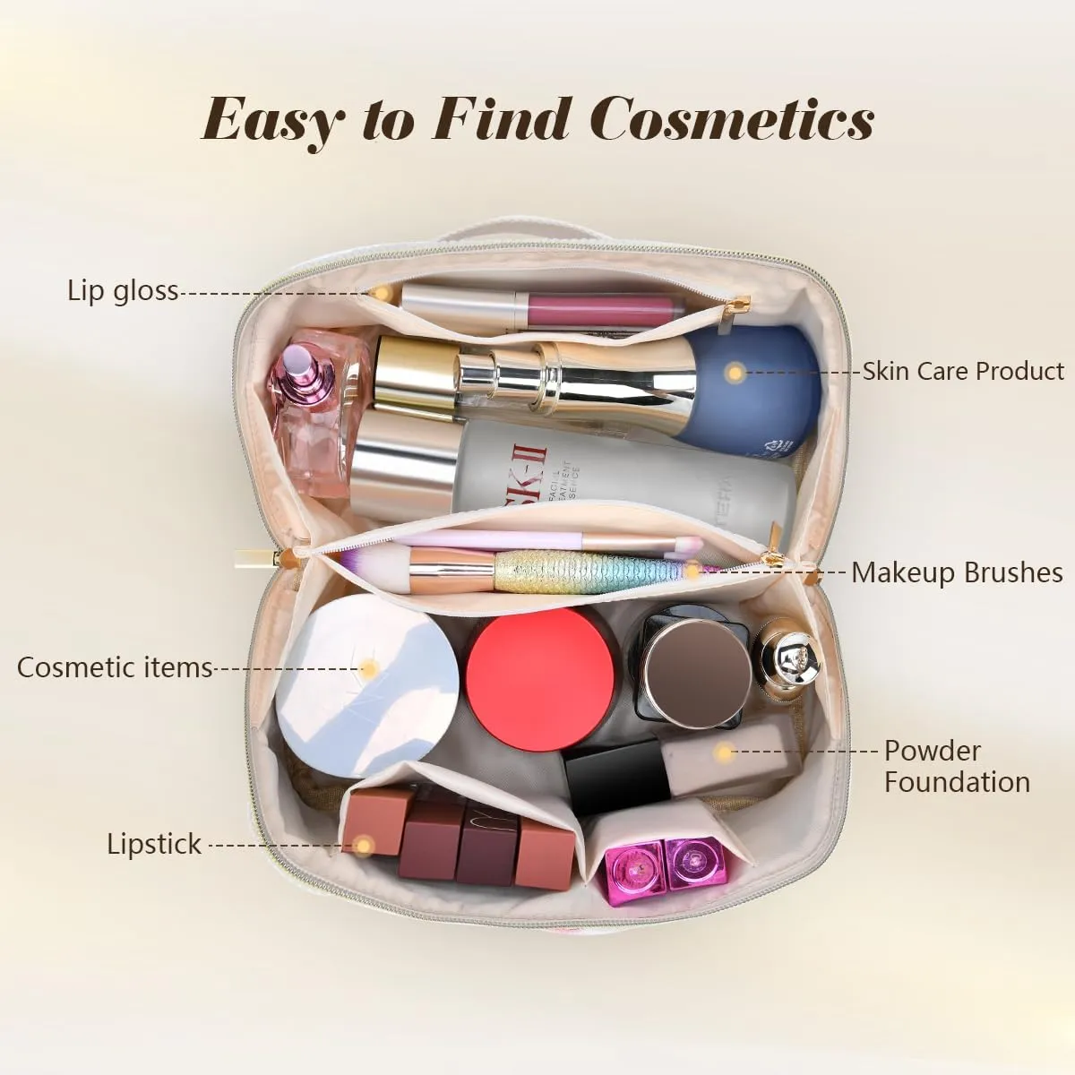Gifts for Girls, Initial Travel Makeup Bag Women's Day Gift Make up Bag Cosmetic Bags Monther's Day Gifts, Personalized Stuff Bag Cute Makeup Bag Birthday Gifts for Women/Friend/Mother - O