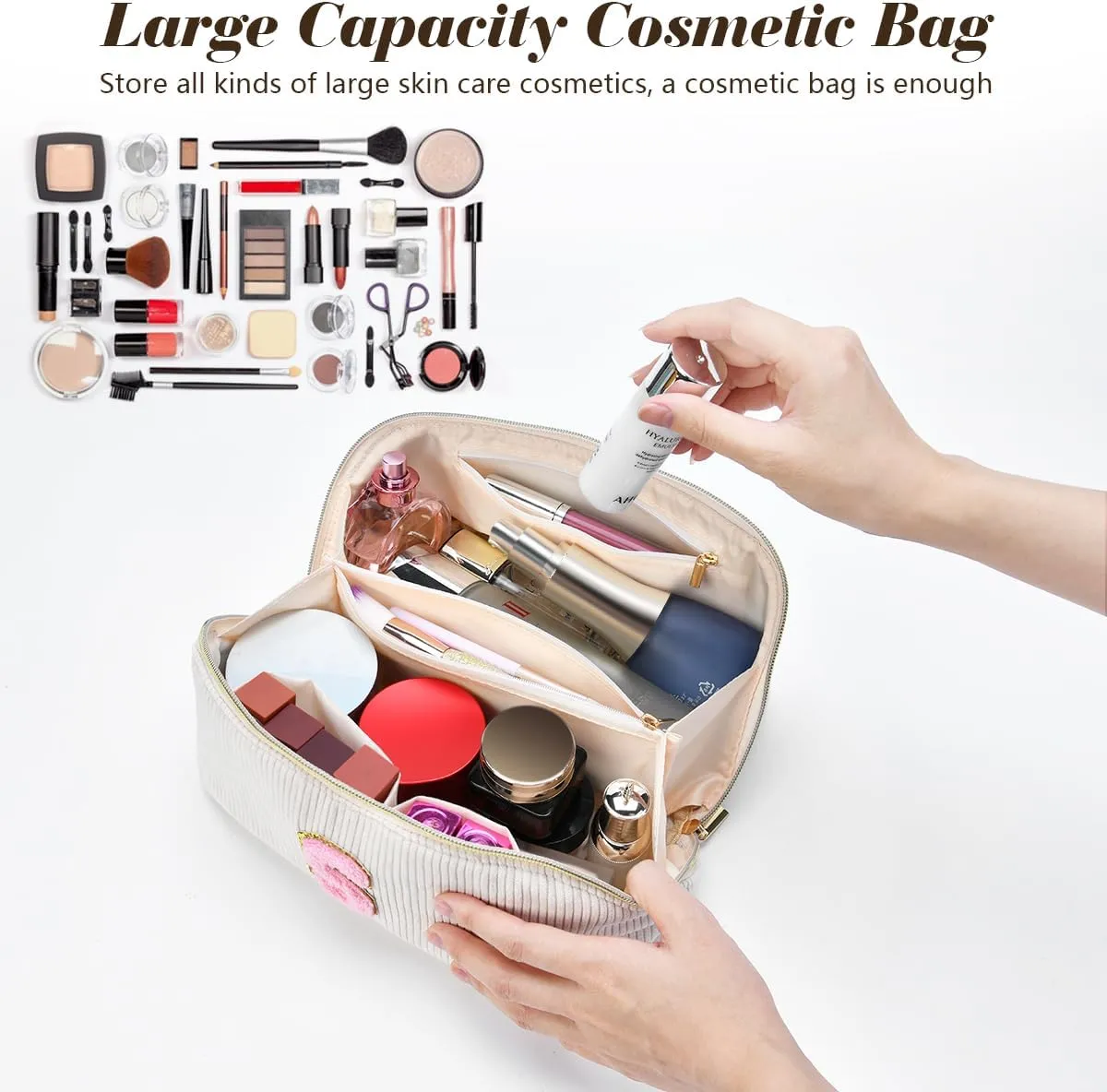 Gifts for Girls, Initial Travel Makeup Bag Women's Day Gift Make up Bag Cosmetic Bags Monther's Day Gifts, Personalized Stuff Bag Cute Makeup Bag Birthday Gifts for Women/Friend/Mother - O