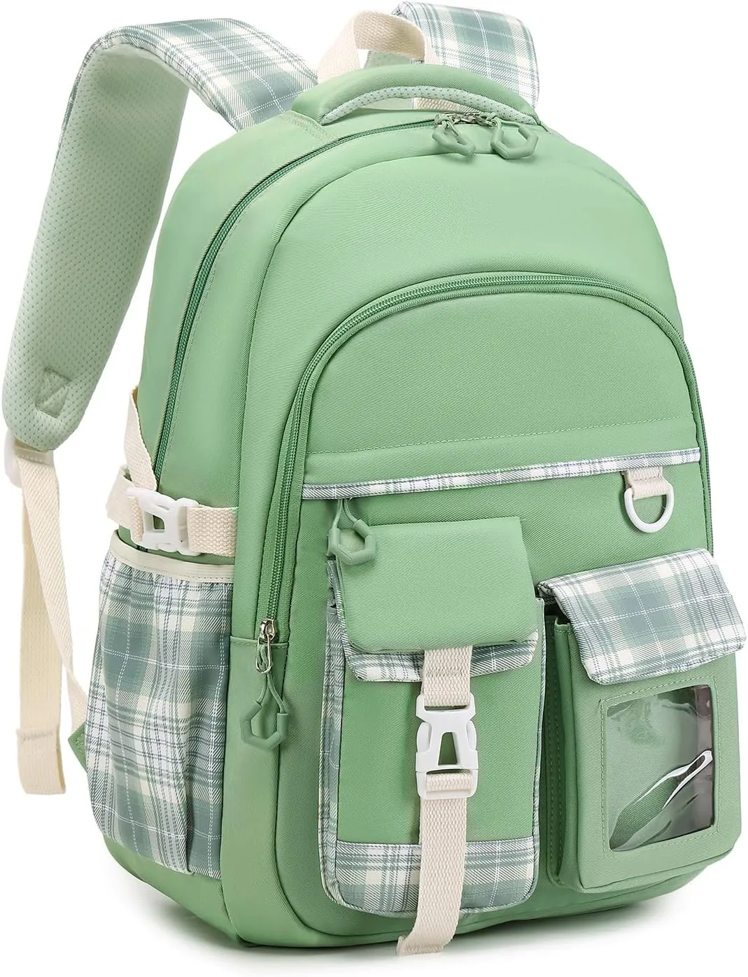 Girls Backpack, Lightweight Kids Backpack Functional Pockets Kawaii Teen School Backpack Watrer Resistant Bookbag for Primary Elementary School,Age 6-14 years,Green