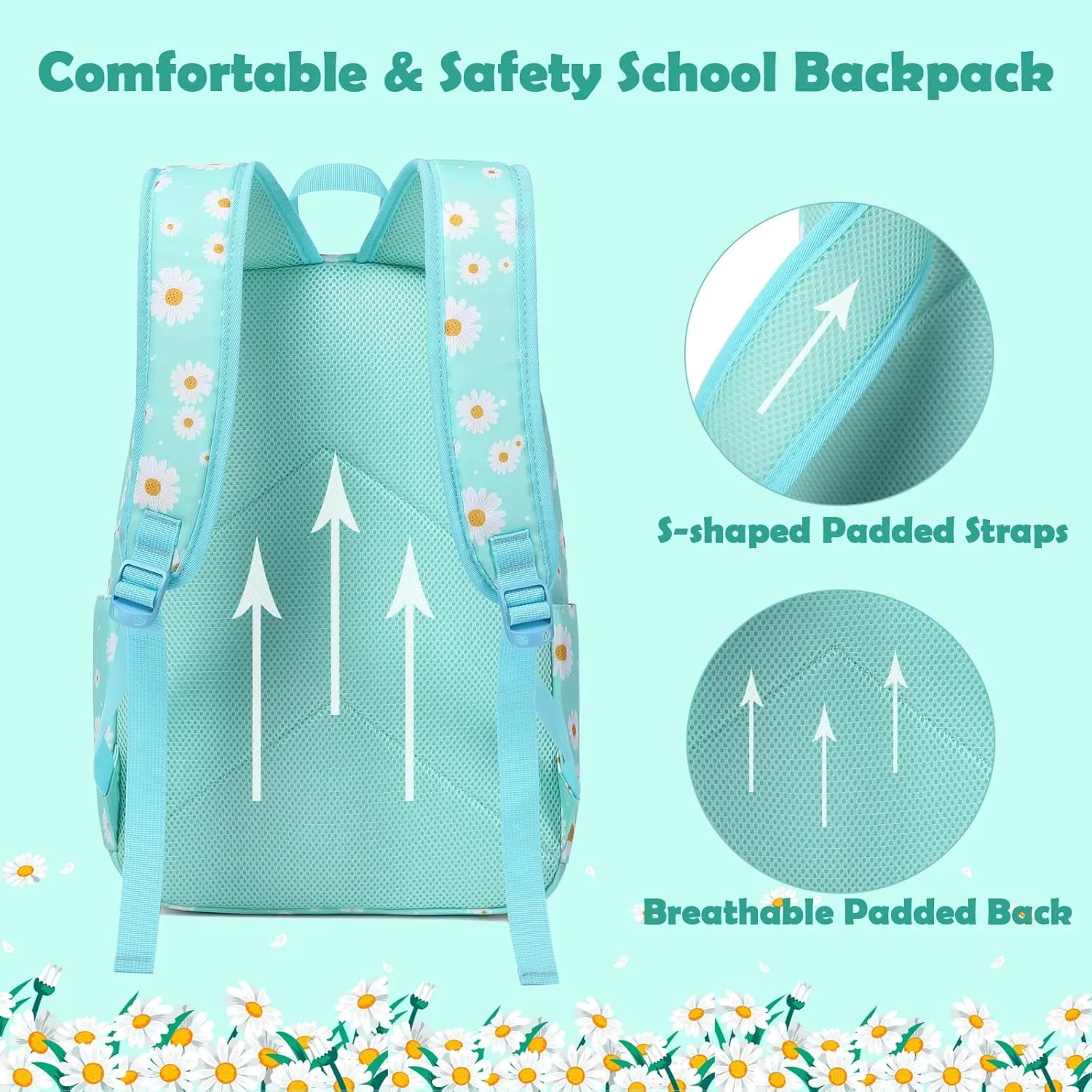 Girls Boys Backpack with Lunch Box Pencil Case for Elementary, 3 in 1 Large Capacity Kids Backpack for School Girls Boys
