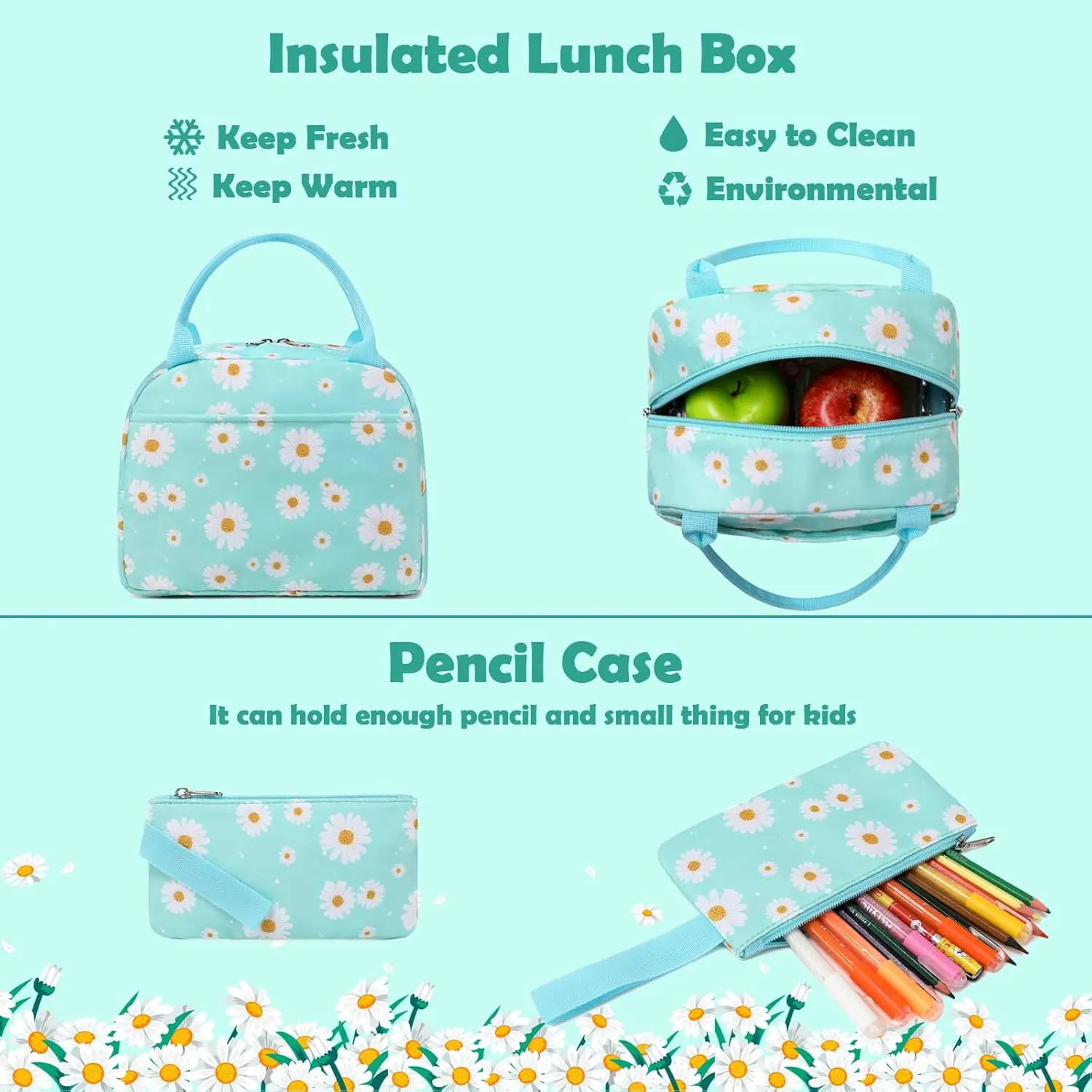 Girls Boys Backpack with Lunch Box Pencil Case for Elementary, 3 in 1 Large Capacity Kids Backpack for School Girls Boys