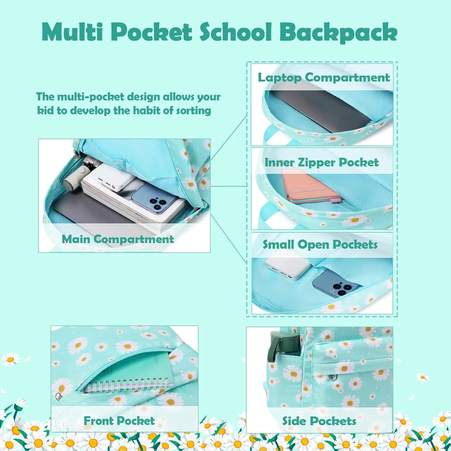 Girls Boys Backpack with Lunch Box Pencil Case for Elementary, 3 in 1 Large Capacity Kids Backpack for School Girls Boys