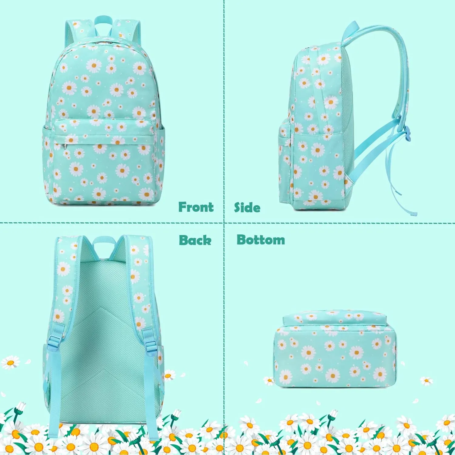Girls Boys Backpack with Lunch Box Pencil Case for Elementary, 3 in 1 Large Capacity Kids Backpack for School Girls Boys