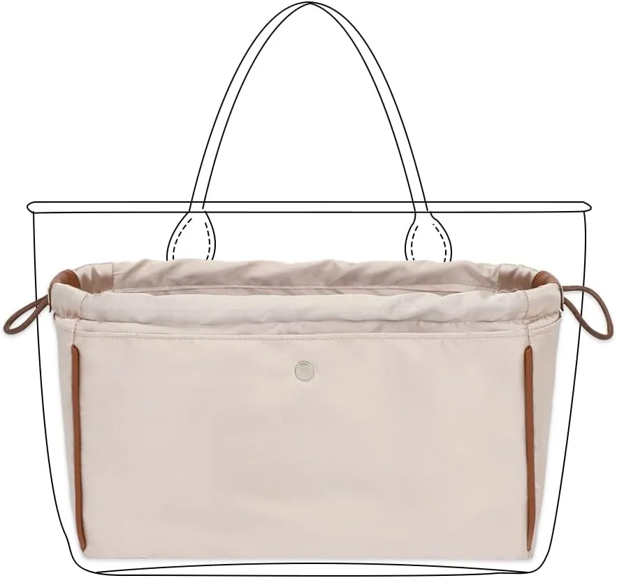 GIVLEFLY，Drawstring，Purse Organizer, Satin material Bag Organizer Insert Purse Organizer For Tote, Handbag,Silk fabric，Portability (Medium)