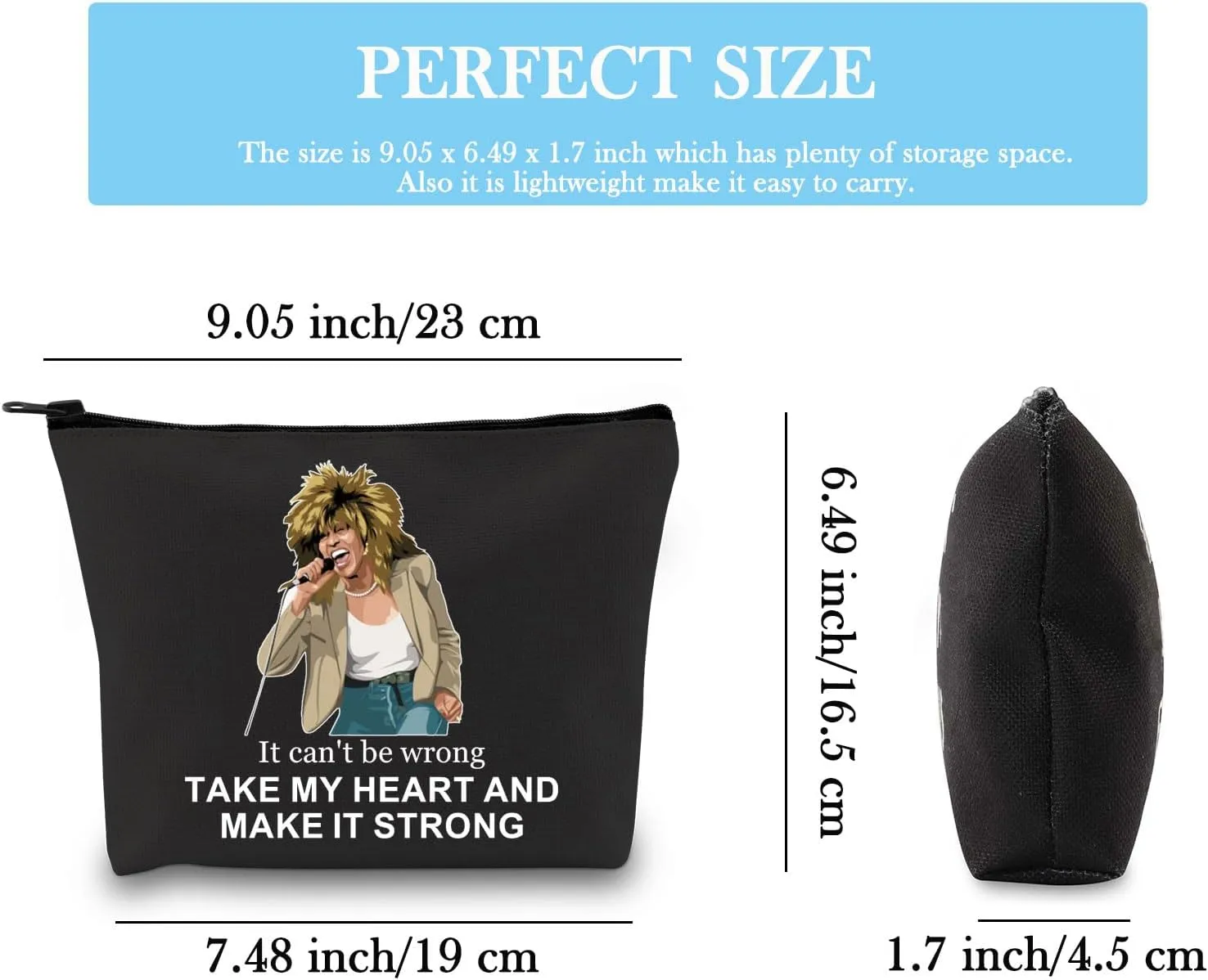 GJTIM Musical Gift Musical Song Lyrics Gift Musician Inspired Zipper Pouch Musical Theatre gift Musical Makeup Bag (Make It Strong BLK)