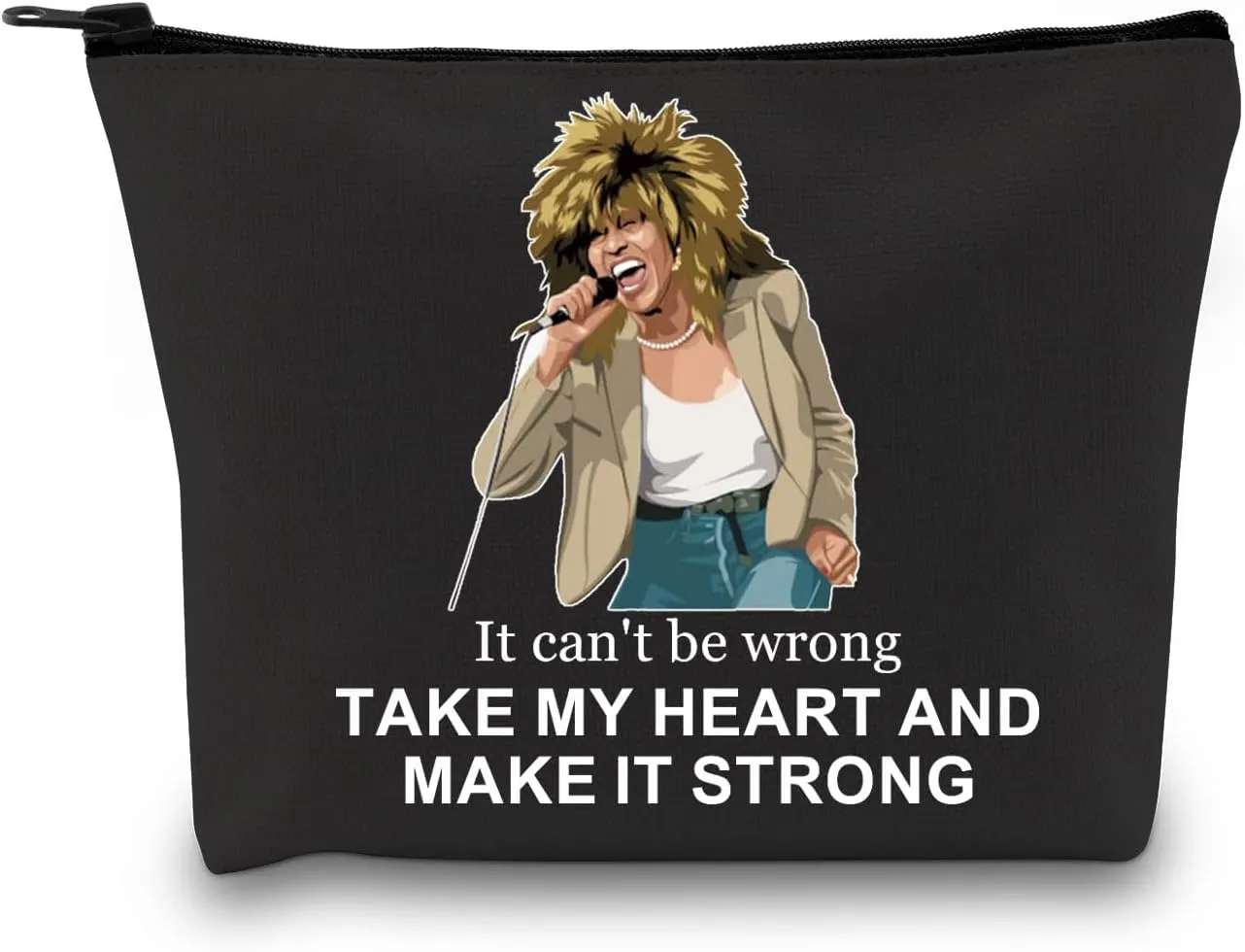 GJTIM Musical Gift Musical Song Lyrics Gift Musician Inspired Zipper Pouch Musical Theatre gift Musical Makeup Bag (Make It Strong BLK)